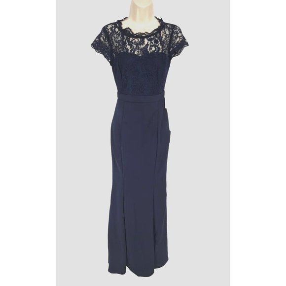 LuLus Hopeful Romantic Hunter Navy Blue Lace Mermaid Maxi Dress Women Size XS BP - Picture 1 of 7